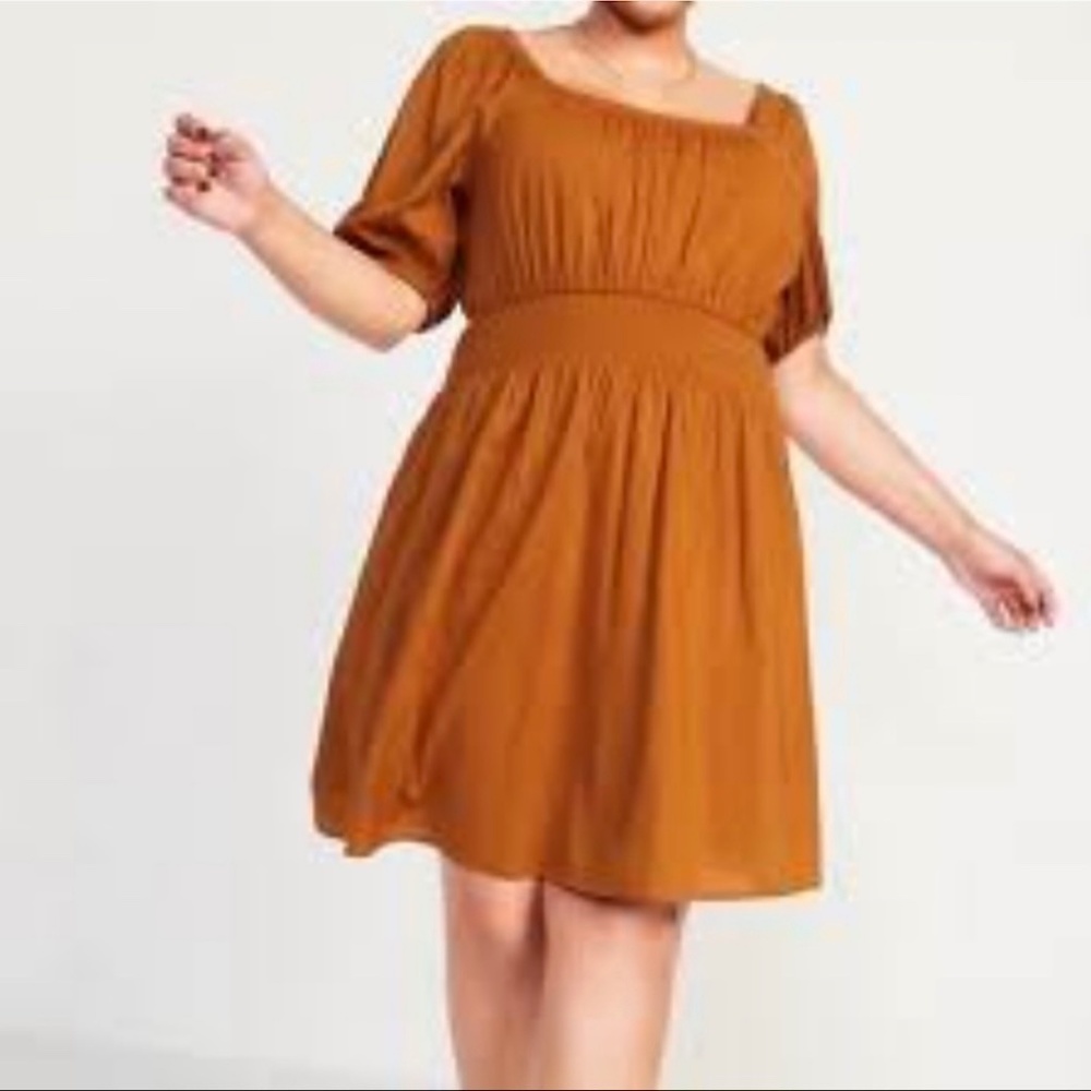 NWT Old Navy Puff Sleeve Dress XXL Rust